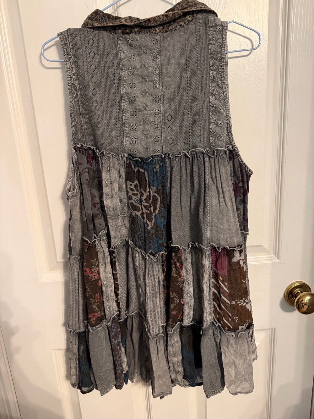 Young Threads Boho Patchwork Sleeveless Tunic/Dress in Slate. Size XL. NWT. - Picture 8 of 13